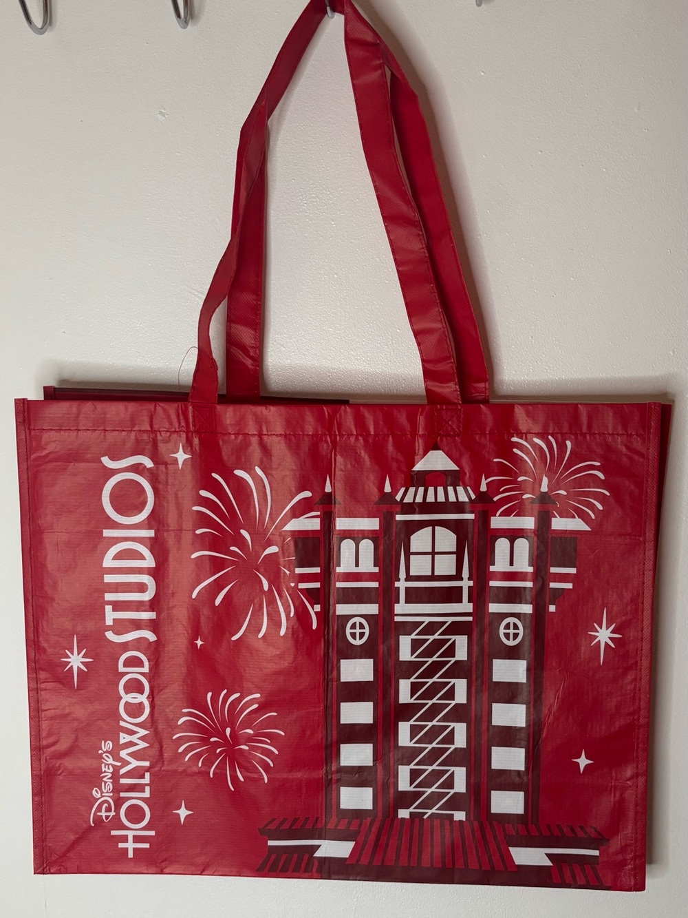 Disney Hollywood Studios Red Tote Bag with White and Black Print